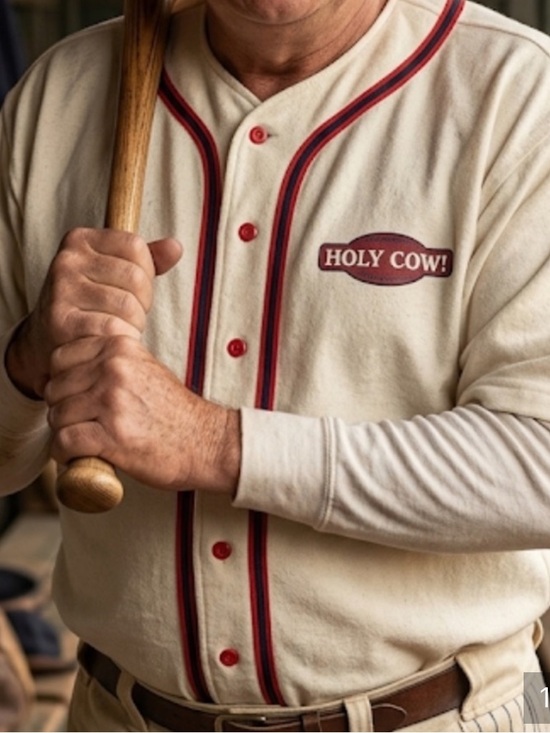 Badger Sport Other - Holy Cow Vintage White & Red Baseball-Style Jersey Shirt